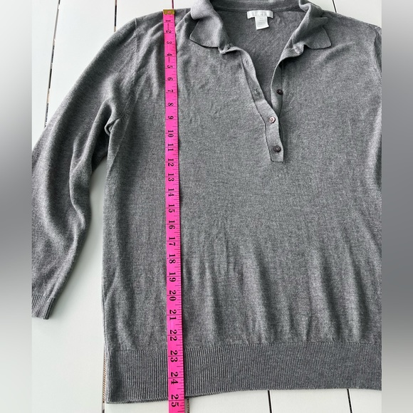 H&M 1/2 Button Down Sweater w/ 3/4 Sleeves- Gray- sz Large - Picture 7 of 10